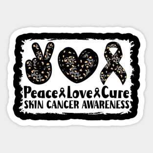 Peace Love Cure Skin Cancer Awareness Sticker